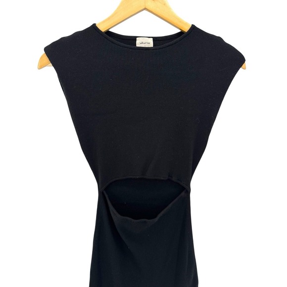 Wilfred‎ Free Cutout Ribbed Mini Dress Black Sleeveless Bodycon Aritzia S LBD - Picture 4 of 8